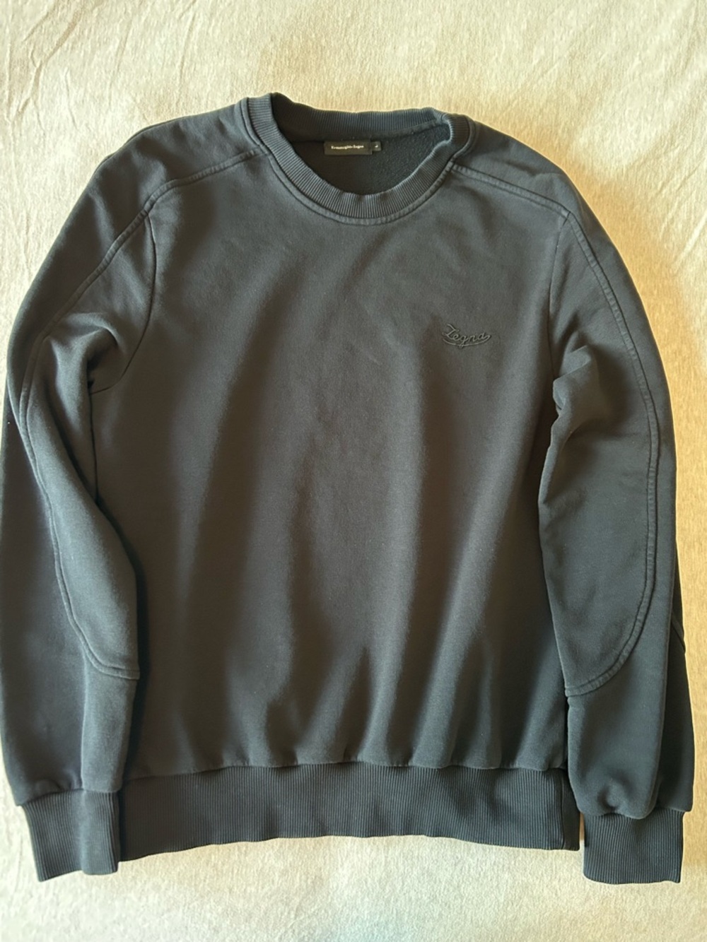 Ermenegildo Zegna Mens Large Black Crewneck Sweatshirt Made in Italy Luxury